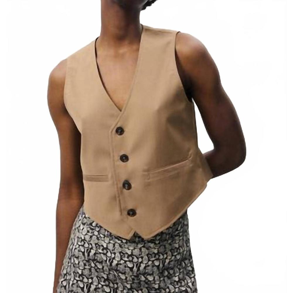 NEW FRNCH alix suit vest in camel